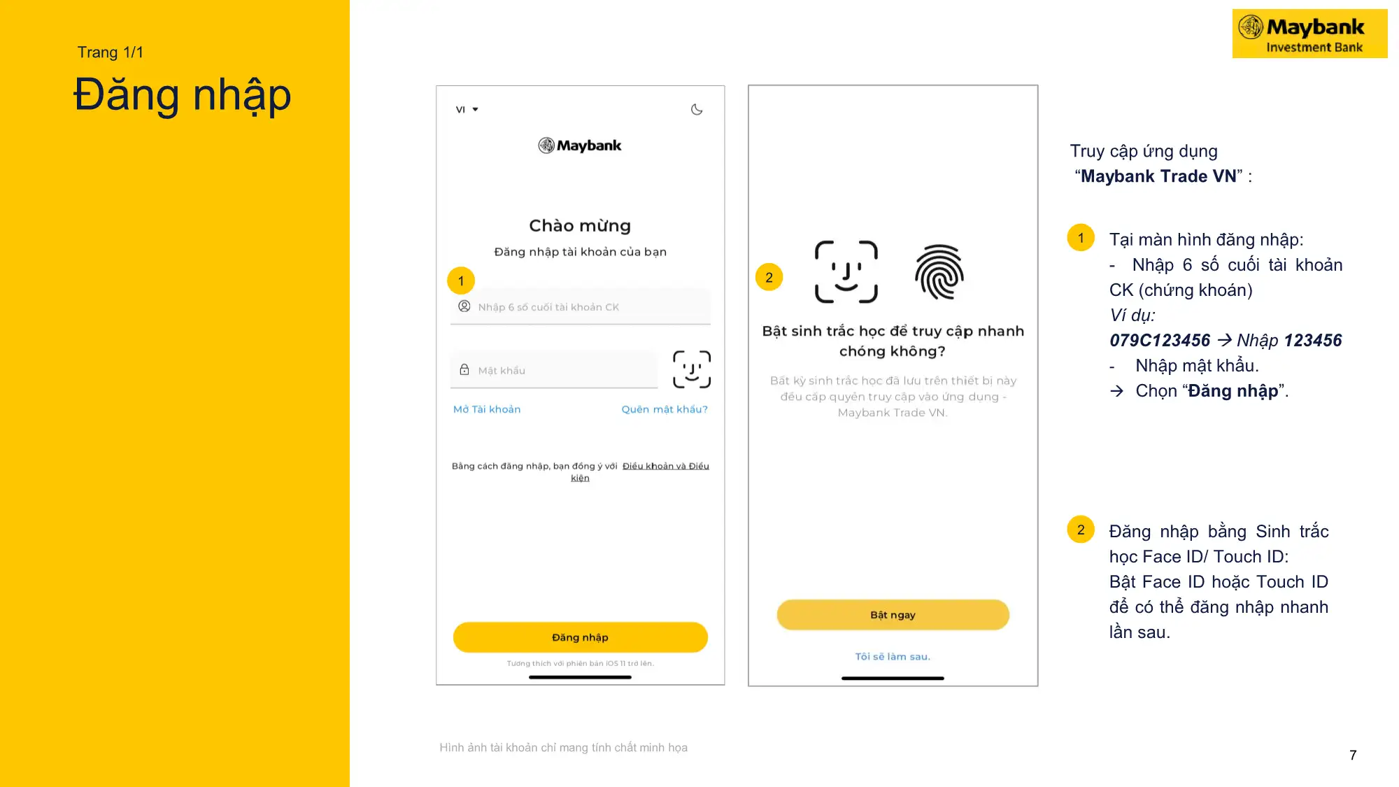 Hình ảnh Đăng nhập trên ứng dụng Maybank Trade VN