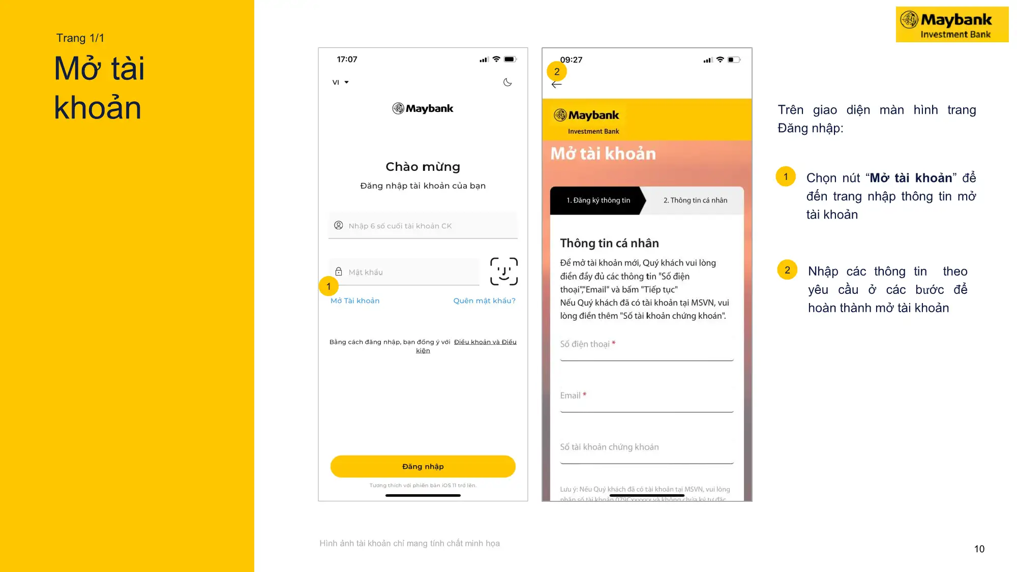 Hình ảnh Hướng dẫn Mở tài khoản trên ứng dụng Maybank Trade VN