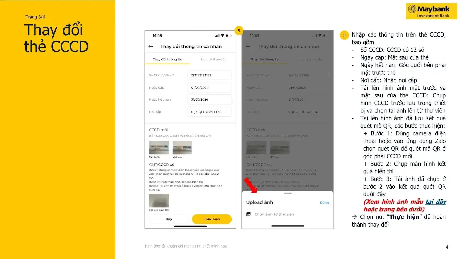 Hình ảnh hướng dẫn Cập nhật Căn cước công dân mới chi tiết trên ứng dụng Maybank Trade VN