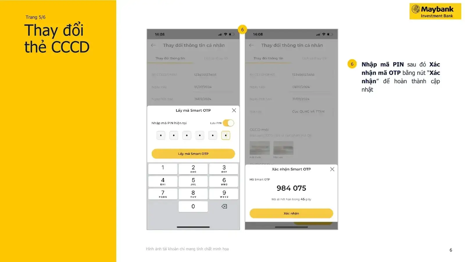 Hình ảnh hướng dẫn Cập nhật Căn cước công dân mới chi tiết trên ứng dụng Maybank Trade VN