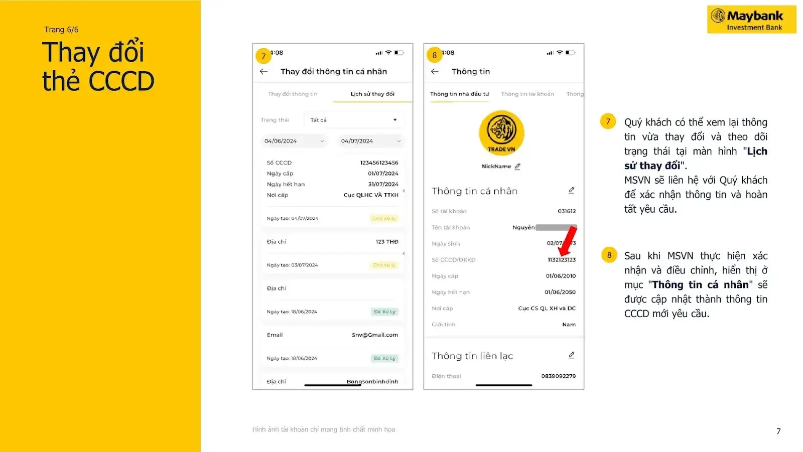 Hình ảnh Hướng dẫn Cập nhật Căn cước công dân mới chi tiết trên ứng dụng Maybank Trade VN