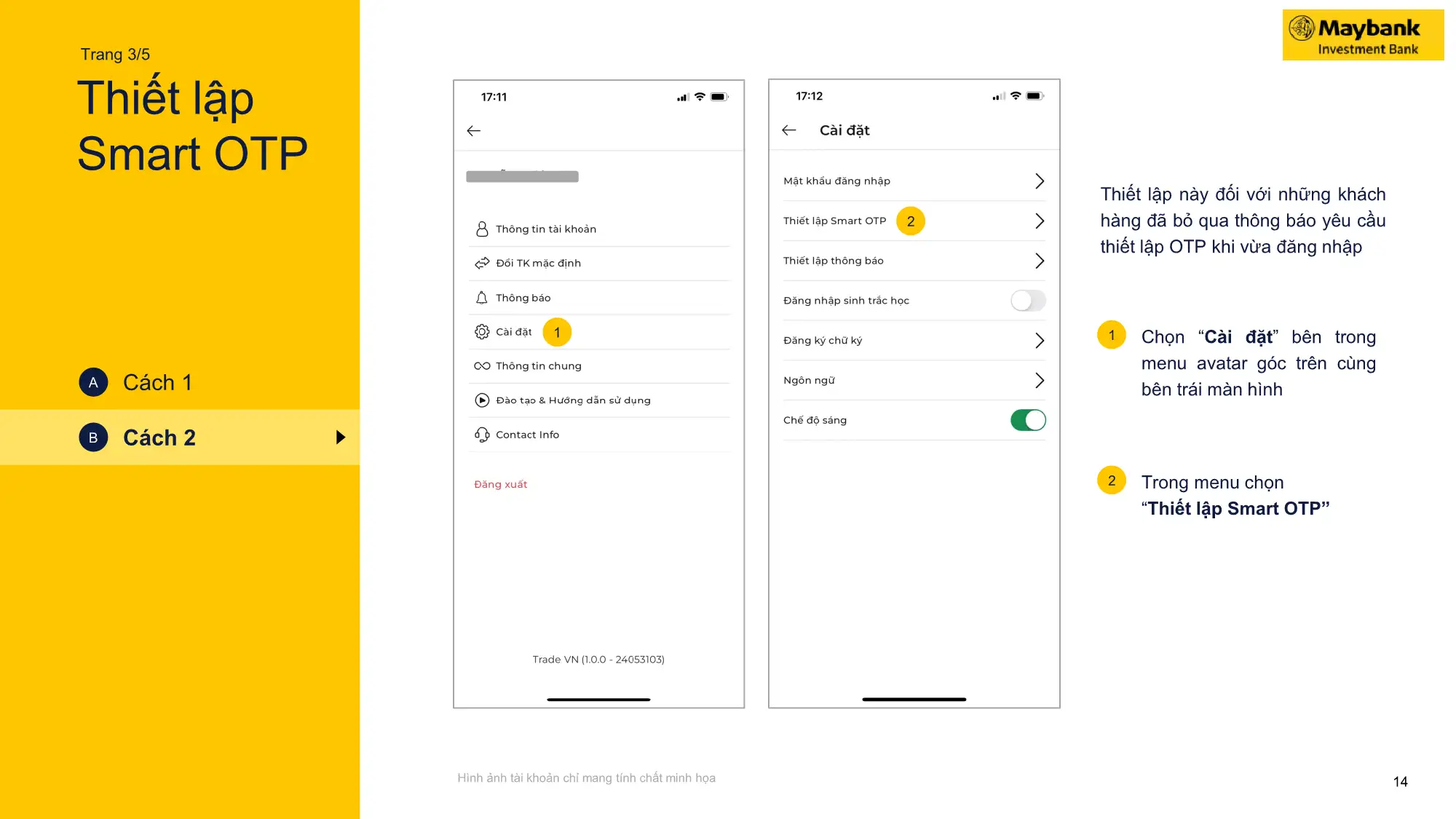 Hướng dẫn Thiết lập Smart OTP chi tiết trên ứng dụng Maybank Trade VN
